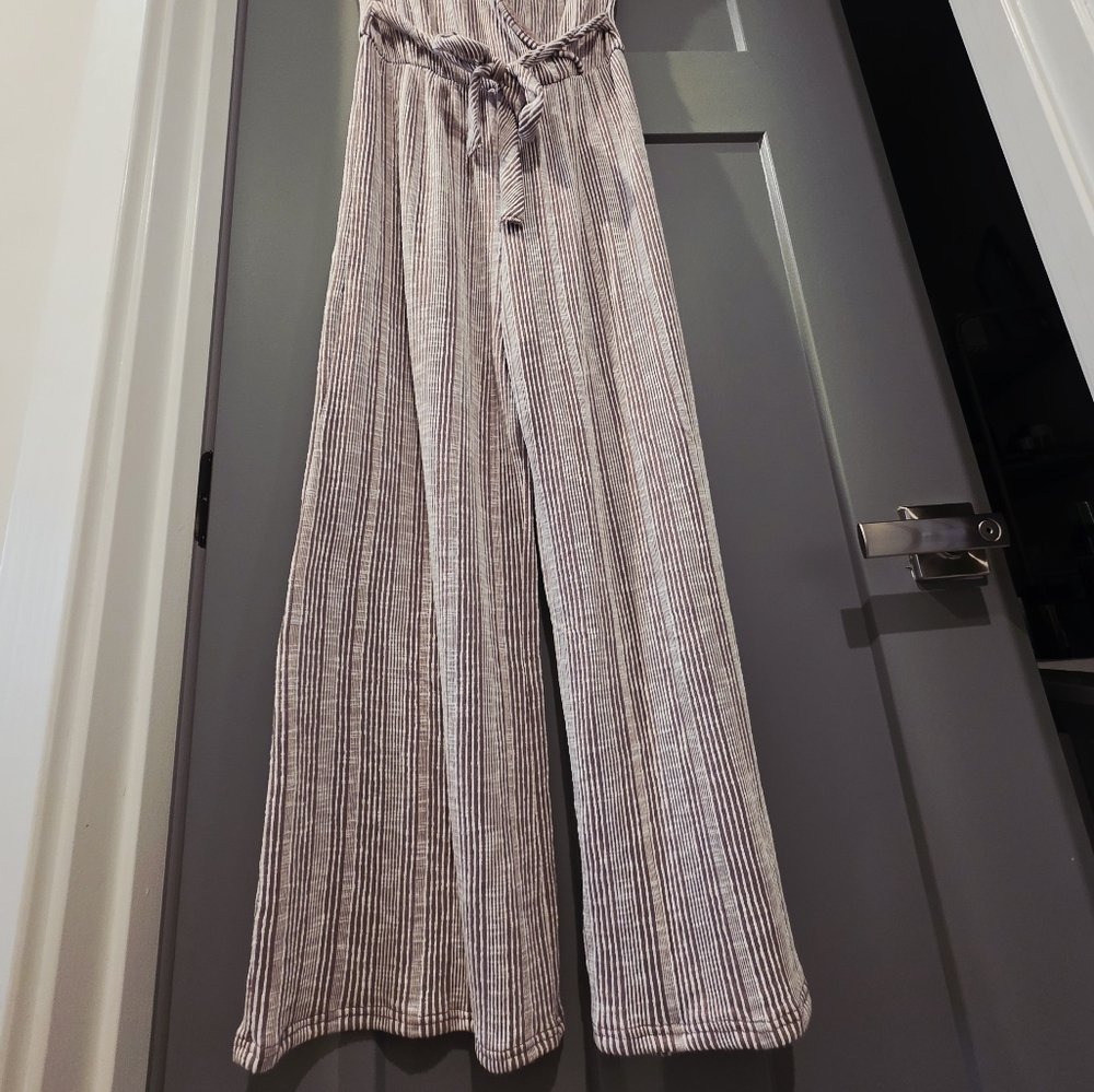 Caution To The Wind Cream Striped Jumpsuit